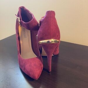 Burgundy Stilettos with Gold Accents